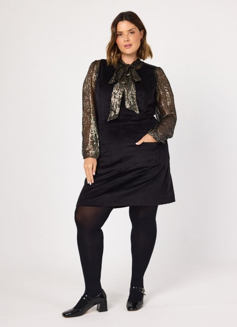 Etoile Gold Lurex Tie Neck Blouse