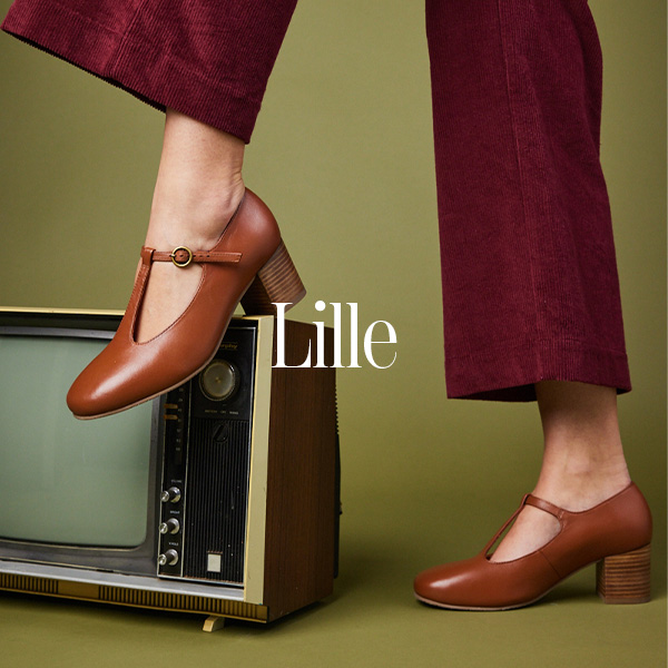 Lille Leather T-Bar Dolly Shoes - Brown 