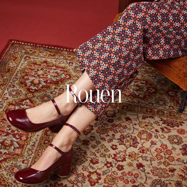 Rouen Patent Leather Mary Jane Shoes - Burgundy