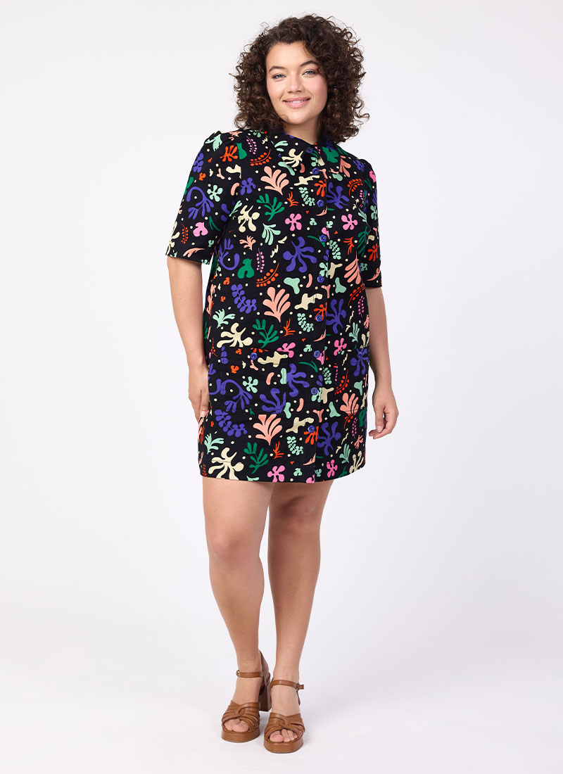 Anderson Modern Art Cut Out Print A-Line Shift Dress | Vintage-Inspired  1960s Shift Dress | Joanie