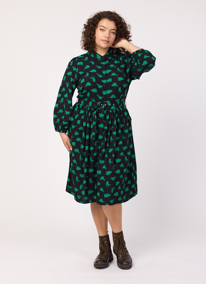 Andi Dinosaur Print Shirt Dress Andi Dinosaur Print Shirt Dress