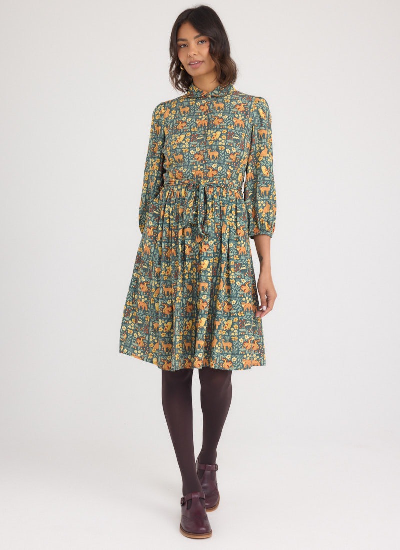 Alfreda Corduroy Woven Check Shirt Dress | Vintage-Inspired Cord