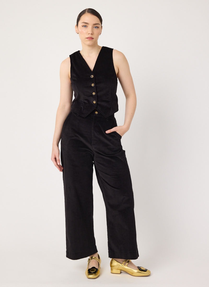 Lafayette Velvet Wide Leg Trousers - Black