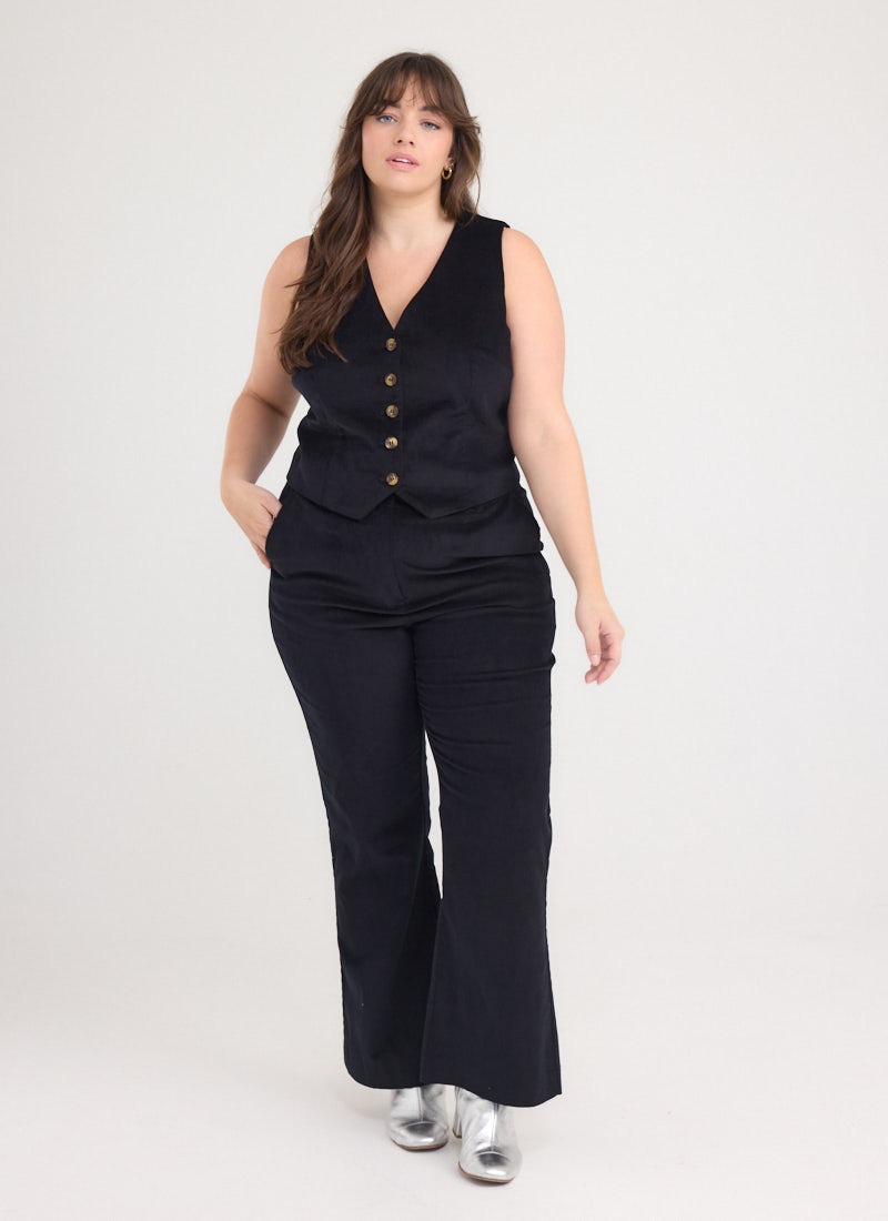 Richmond Corduroy Flared Trousers - Black