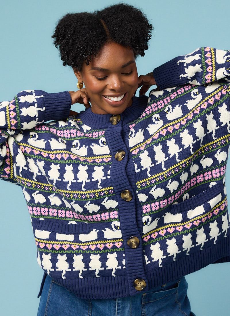 Aspen Animal Fair Isle Knitted Cardigan | Vintage-Inspired Boxy
