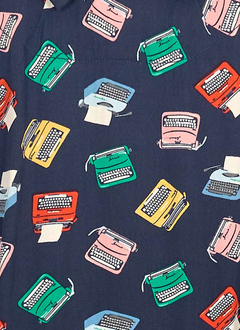 Barbara Vintage Typewriter Print Button-Through Dress