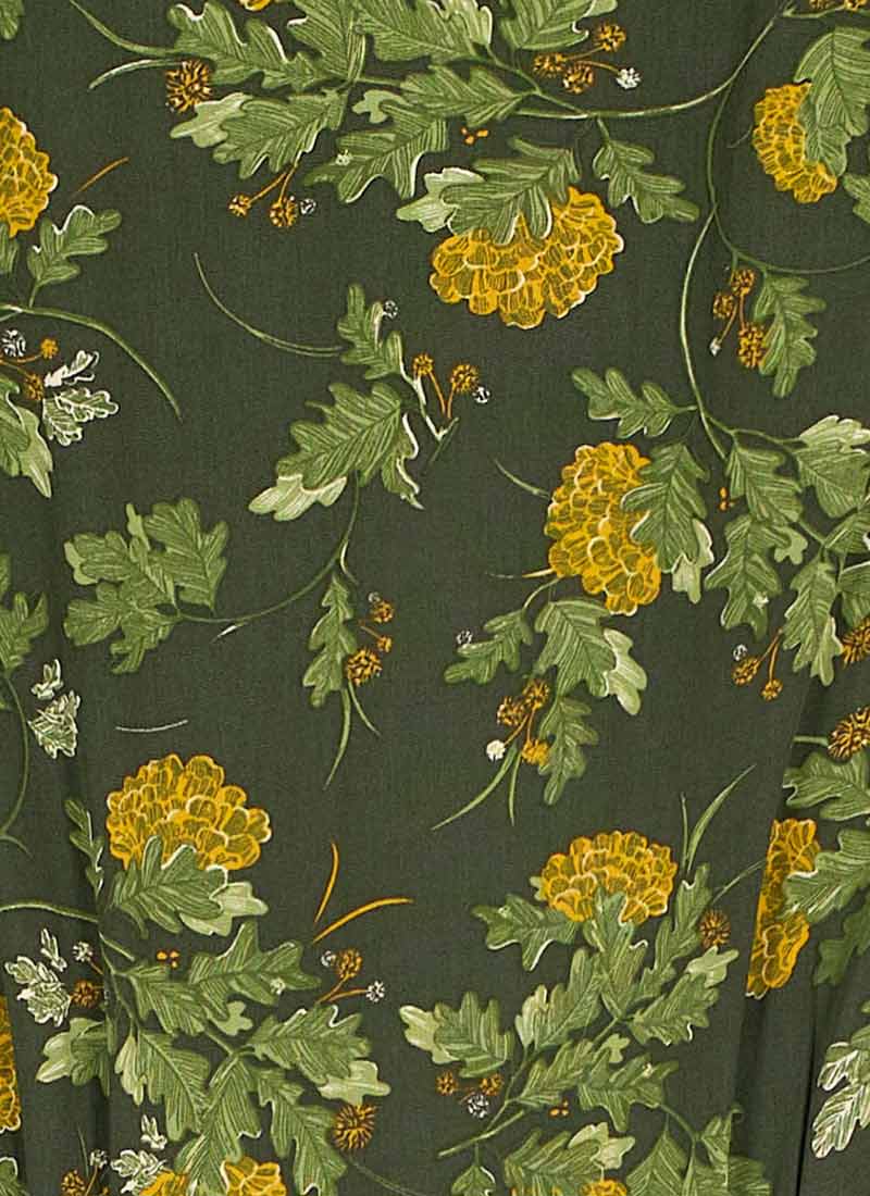 Barbara Oak Leaf Print Button-Through Dress