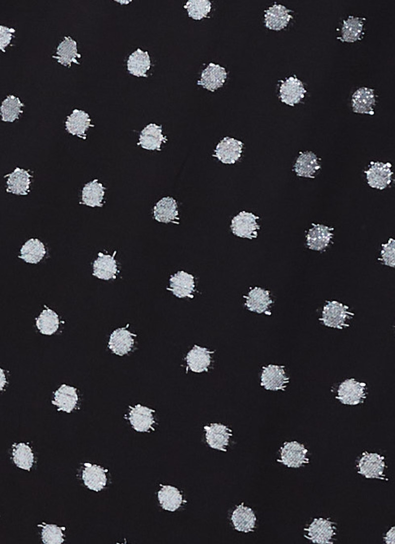 Etoile Silver Polka Dot Tie Neck Blouse