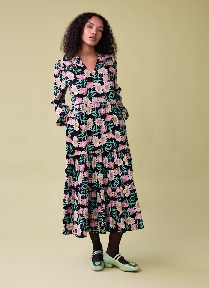 Cady Daisy Print Long Sleeve Smock Dress Cady Daisy Print Long Sleeve Smock Dress