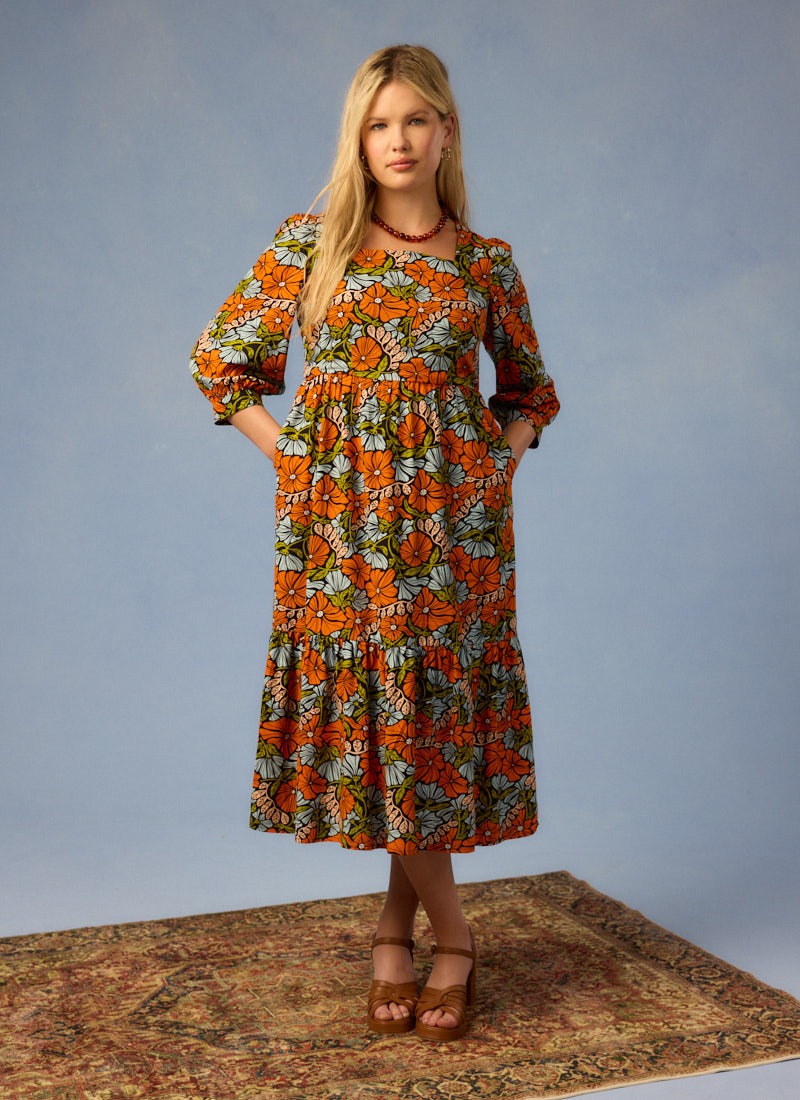 ワンピース jumelle vintage flower dress size:S Candi Vintage Floral Print Square Neck Midi Dress | Vintage