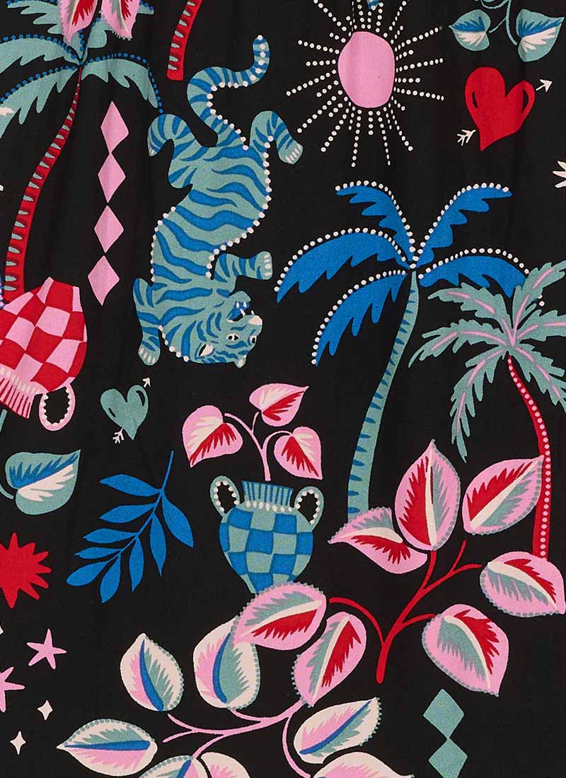 Candi Tropical Tiger Print Square Neck Midi Dress