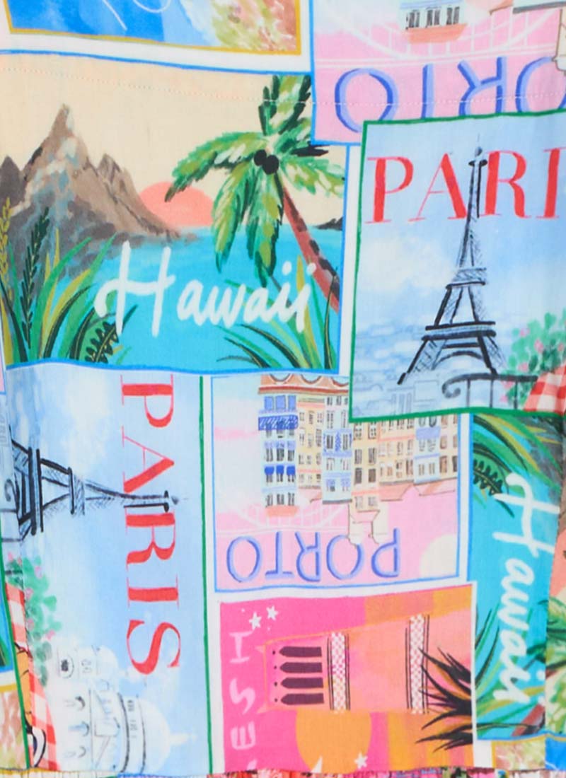 Garda Postcard Print Quilted Hanging Wash Bag