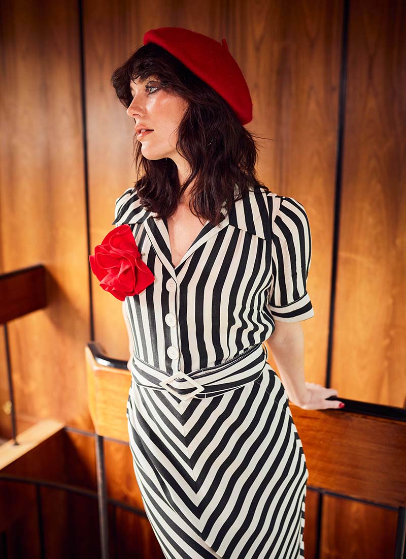 Bus Stop X Joanie - Carnaby Monochrome Stripe Shirt Dress
