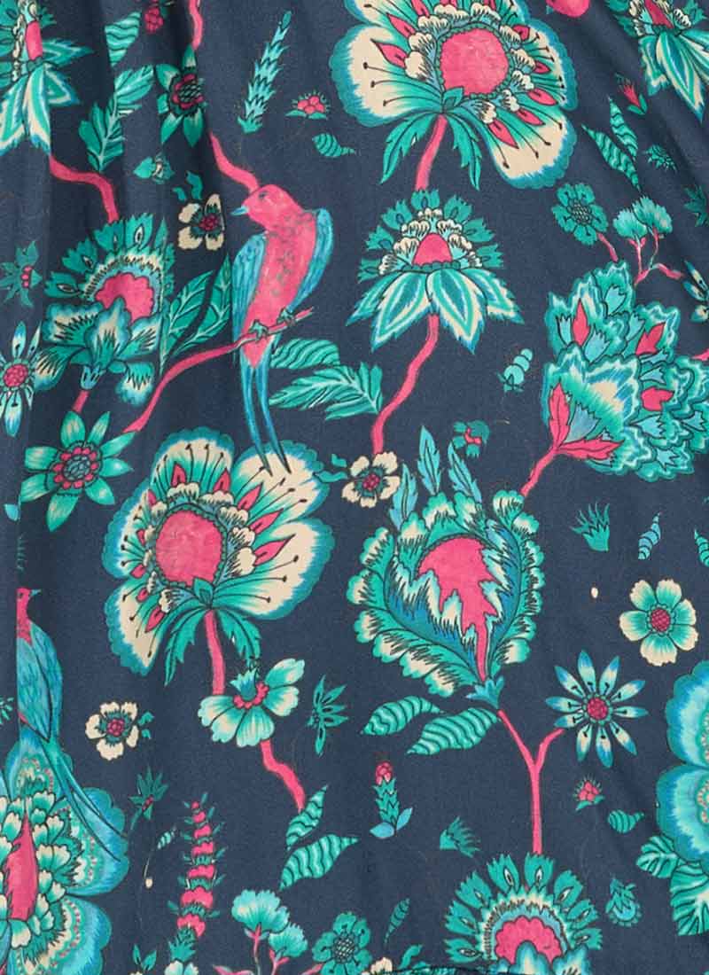 Caroline Floral Bird Print Ruffle Mini Dress