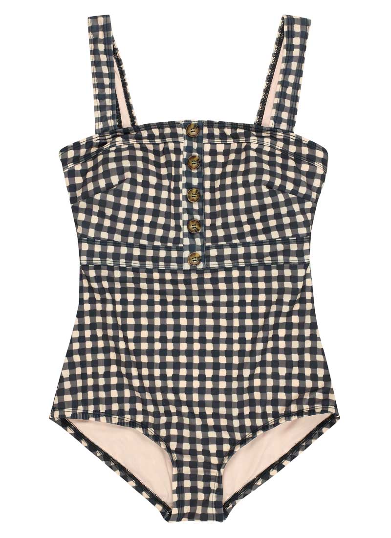 Cecile Gingham Square Neck Swimsuit - Extra Large (UK 20-22)