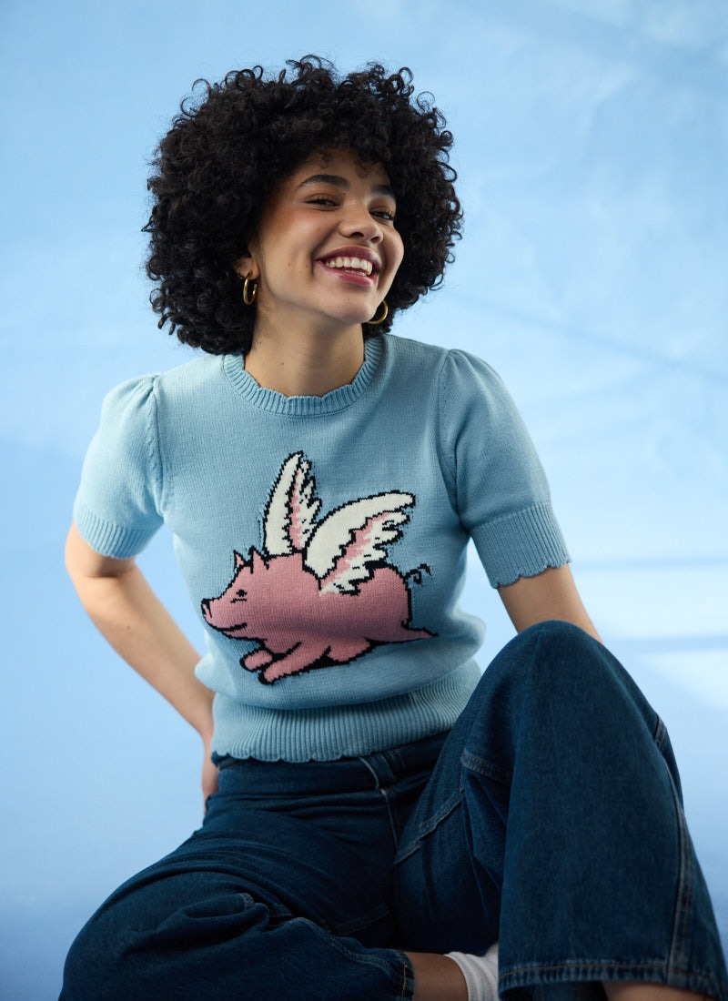 ◆WAI KEI◆Dolphin stripe color mix half sleeve knit Dolphin stripe half sleeve knit - WaiKei | 60% - Asian