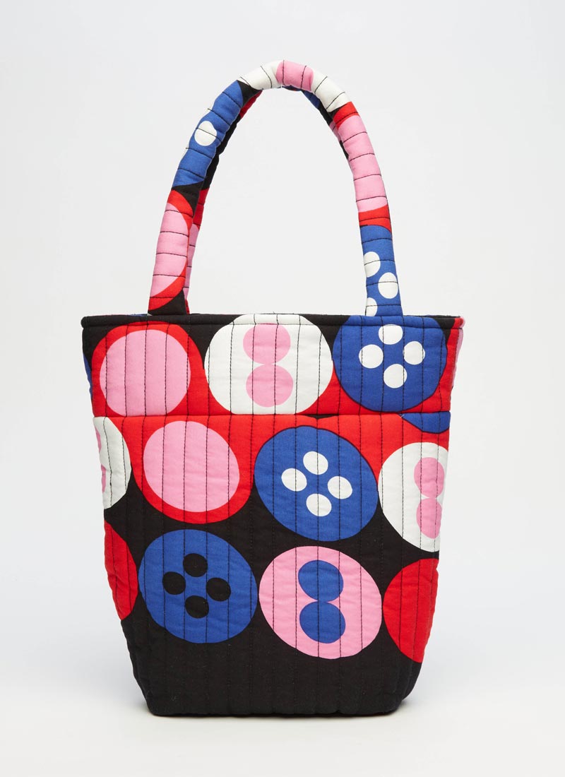 Dawn O&rsquo;Porter X Joanie - Collins Retro Button Print Quilted Cloth Bag - Product Front