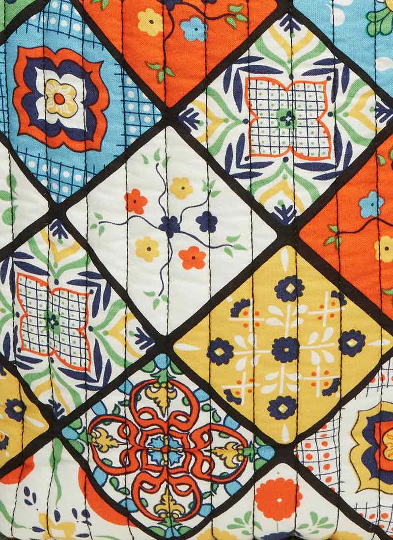Dawn O’Porter X Joanie - Collins Vintage Tile Print Quilted Cloth Bag