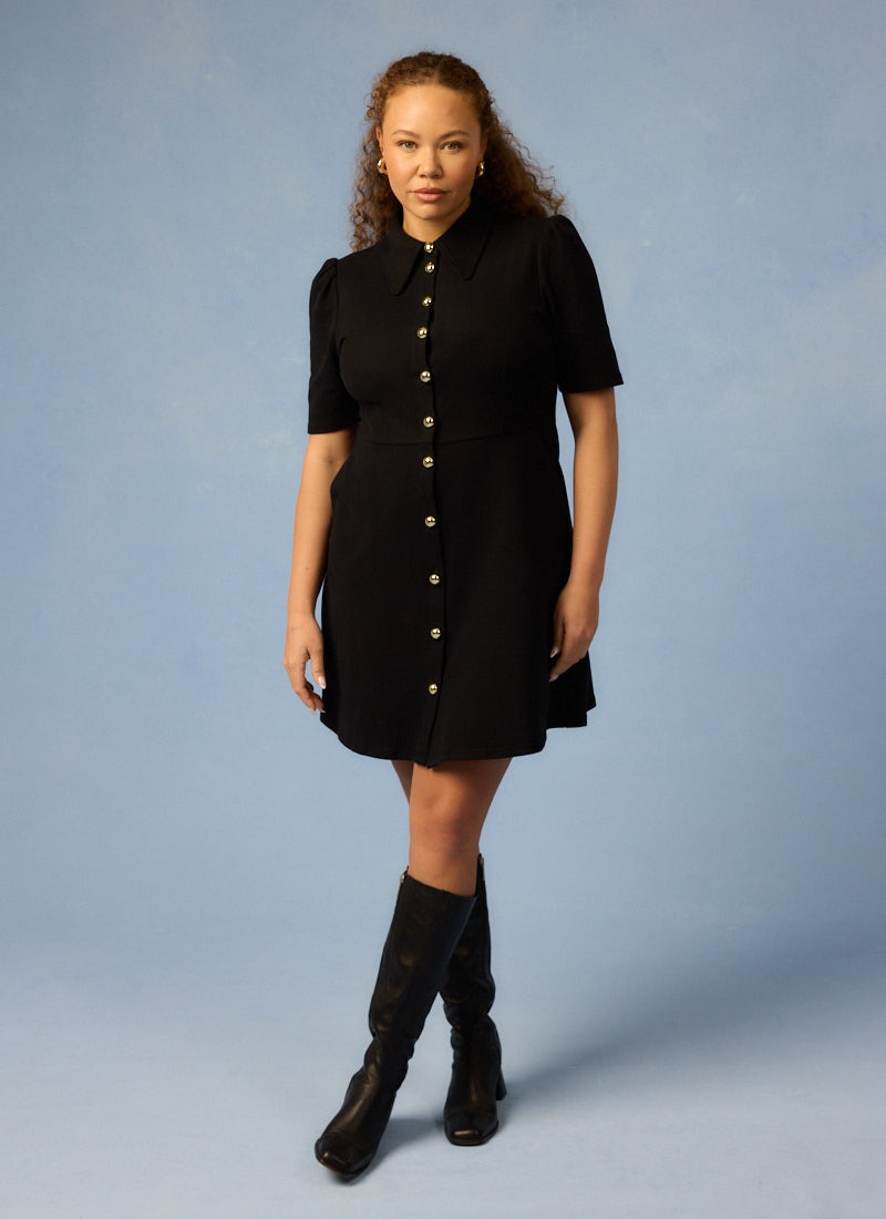 Colton Jersey Shirt Dress - Black