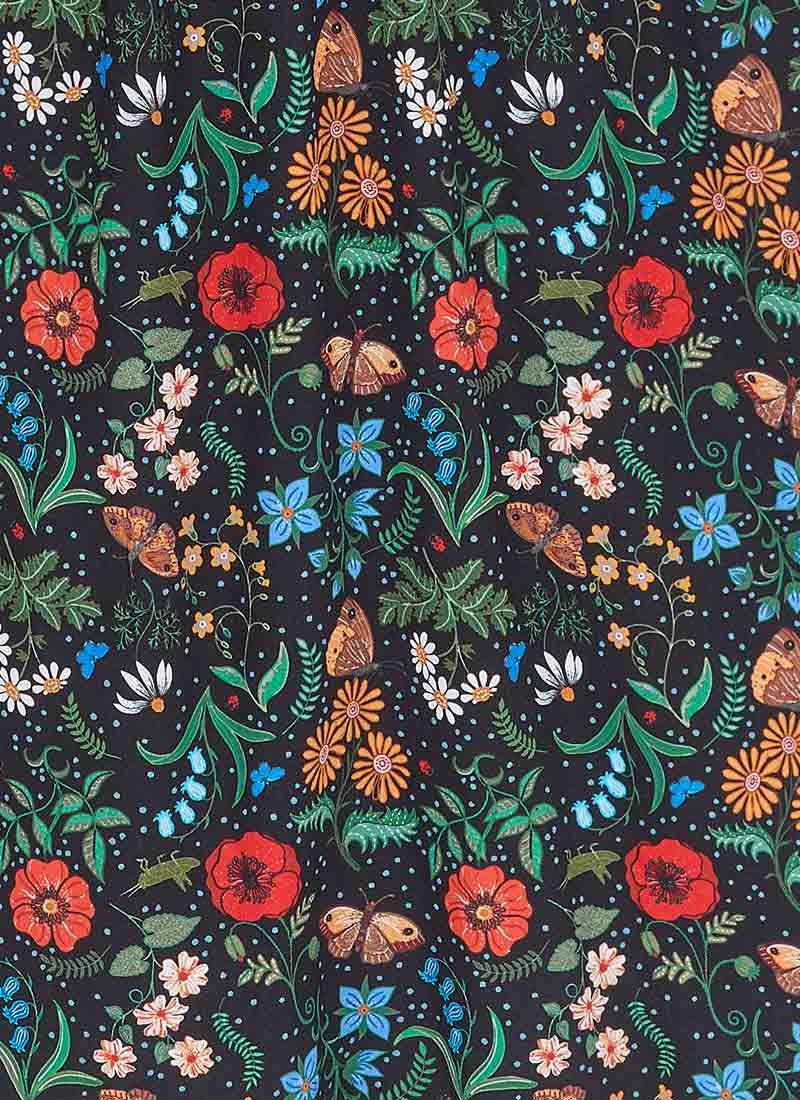Constance Butterfly Garden Print Collared Midaxi Dress