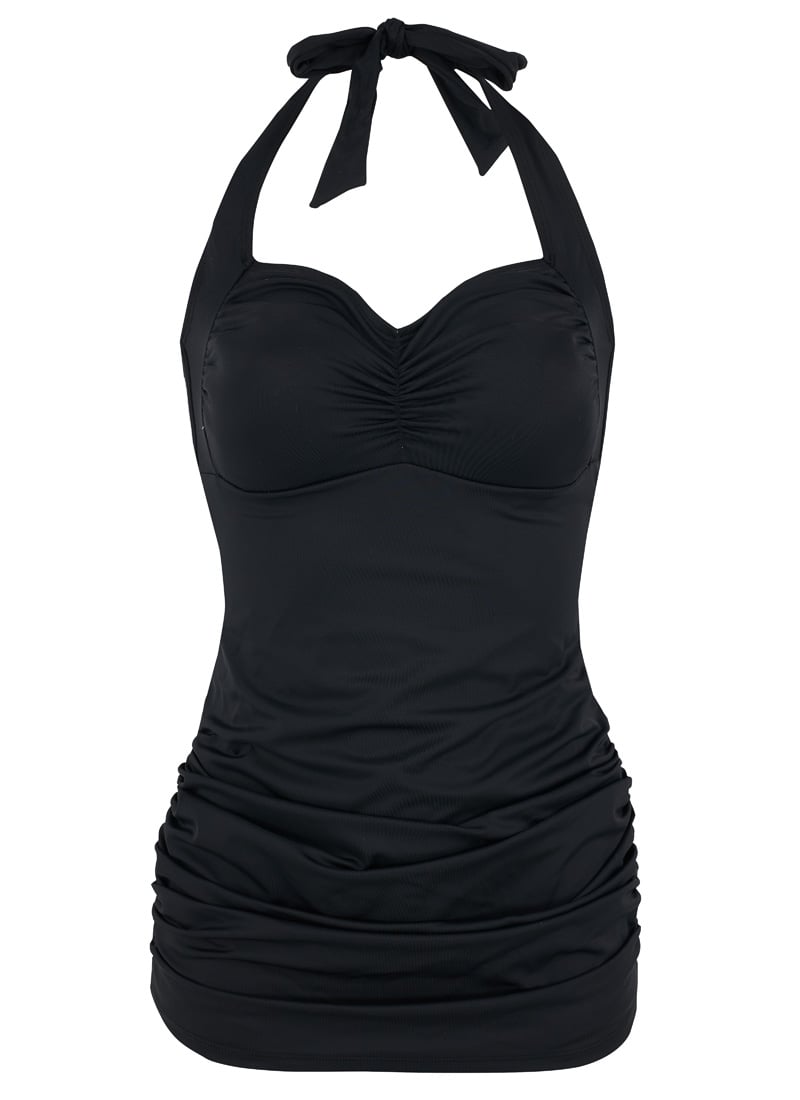 Coralie Black Halter Neck Adjustable Swimsuit-EXTRA LARGE (UK 20-22)