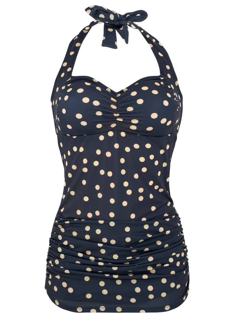 Coralie Polka Dot Print Halter Neck Adjustable Swimsuit -EXTRA LARGE (UK 20-22)