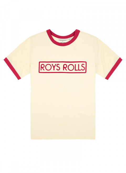 Coronation Street X Joanie - Cropper Roys Rolls Slogan Ringer Tee - Model Front