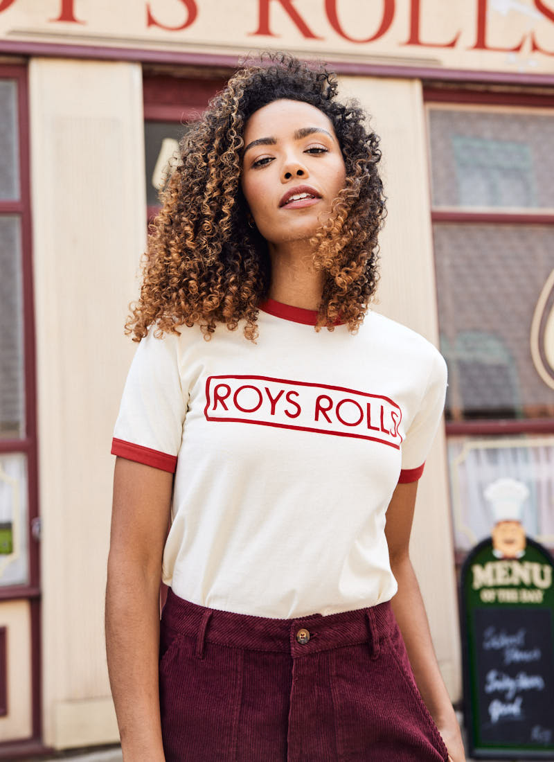 Coronation Street X Joanie - Cropper Roys Rolls Slogan Ringer Tee