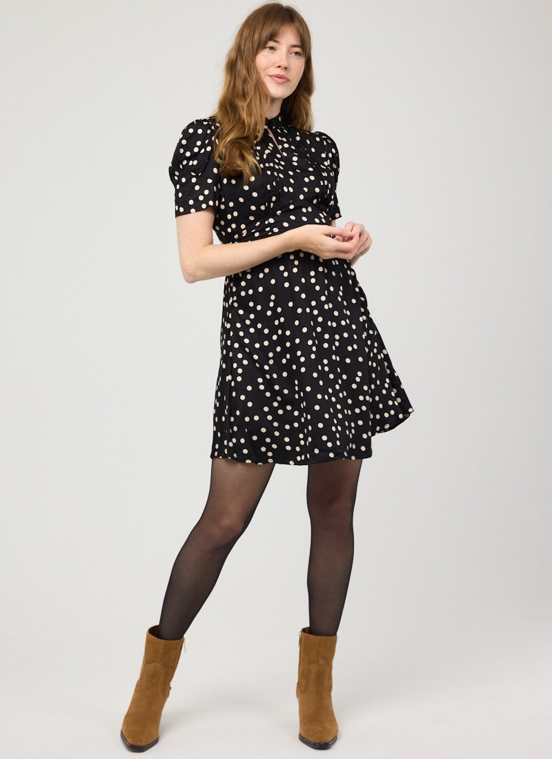black owned bridesmaid dresses Won Me Over Polka Dot Ric Rac Mini Dress White