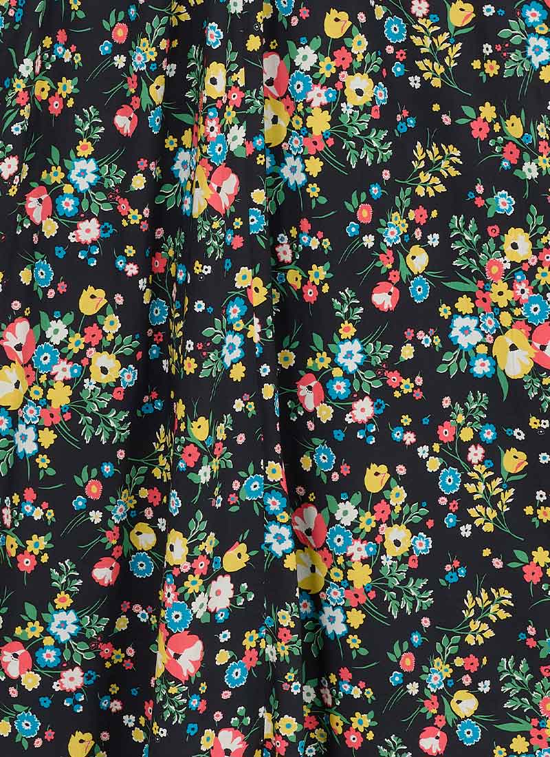 Desdemona Black Floral Print Midi Dress