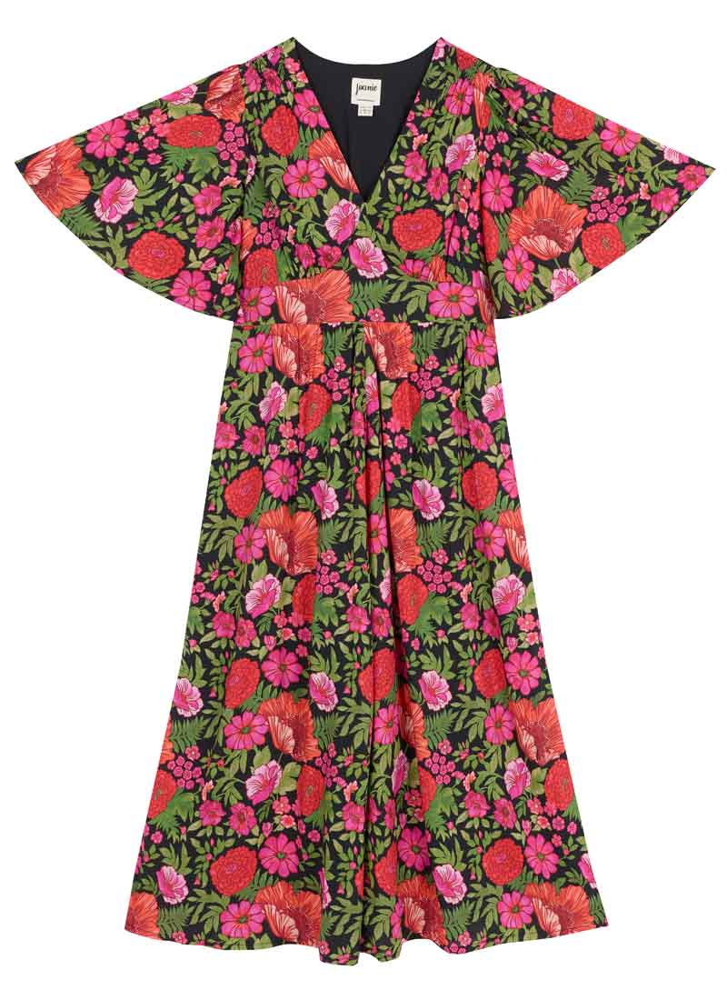 Desdemona Pink Floral Print Midi Dress - Model Front Size 16