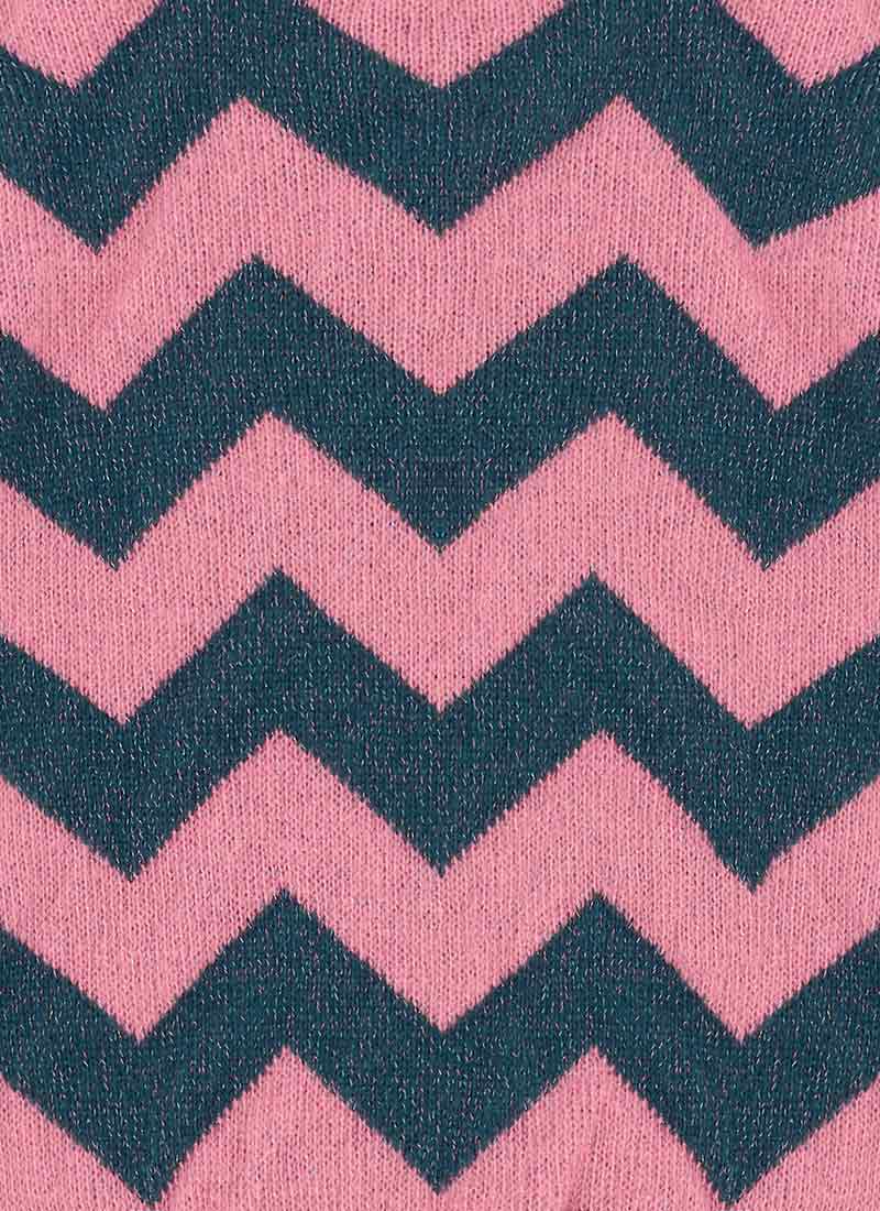 Dita Chevron Stripe Sparkly Knitted Jumper - Pink
