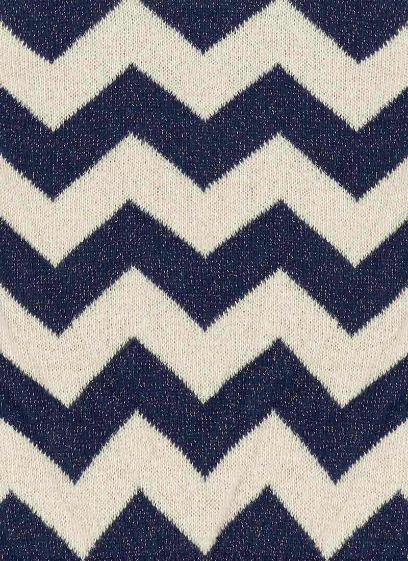 Dita Chevron Stripe Sparkly Knitted Jumper - Navy