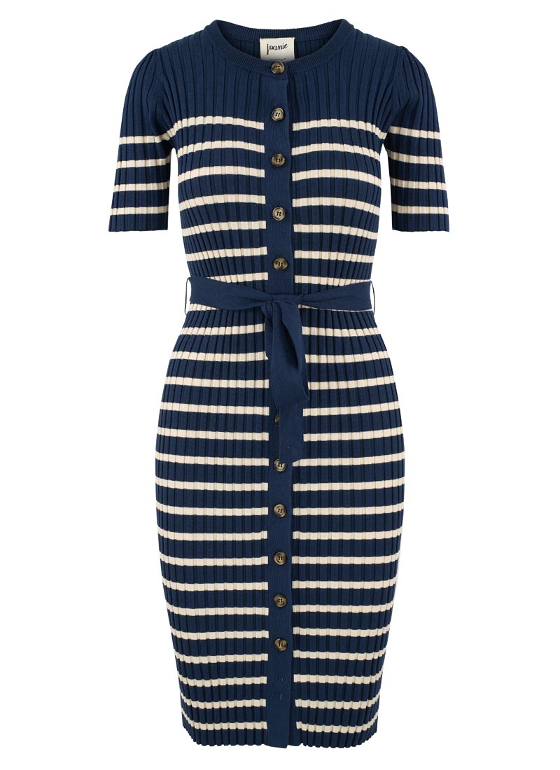 knee length dresses for ladies Navy Knit Taffeta Midi Dress – self-portrait-US main image 0