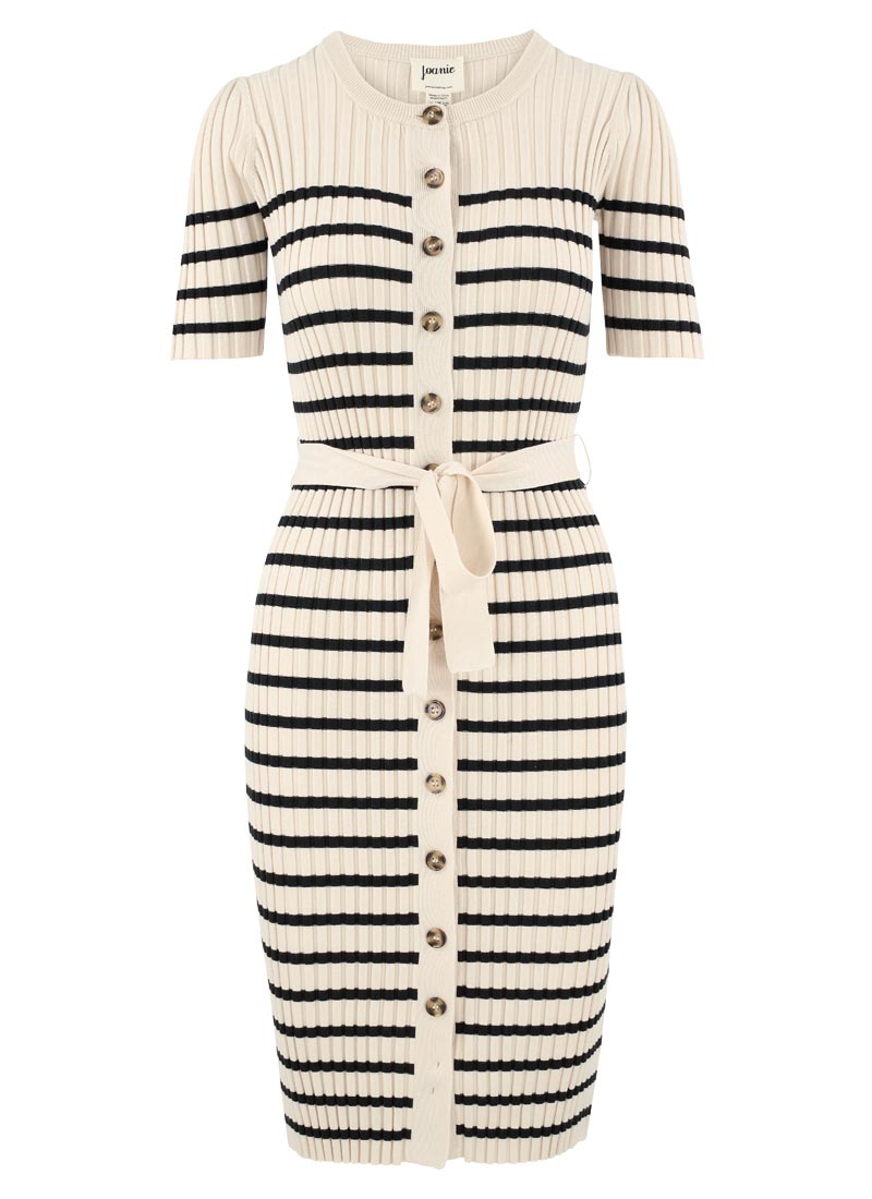 cropped jacket over fitted indigo knee length dress Rdnw03 main image 1
