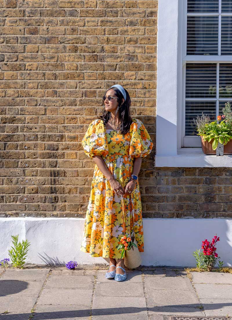 Zeena X Joanie - Emma Blue Floral Print Puff Sleeve Midaxi Dress | Dopamine  Dressing Collection | Joanie