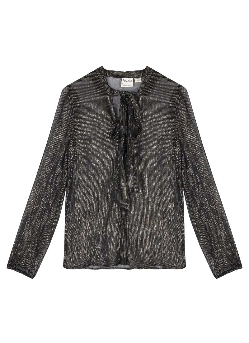 Etoile Gold Lurex Tie Neck Blouse | Sparkly Vintage-Inspired
