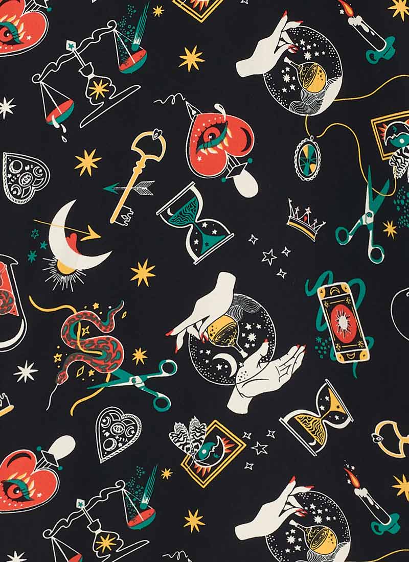 Etoile Dark Magic Print Tie Neck Blouse