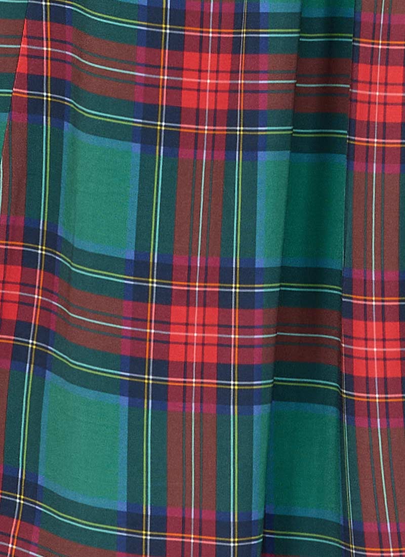 Finn Tartan Print Midaxi Dress - Green