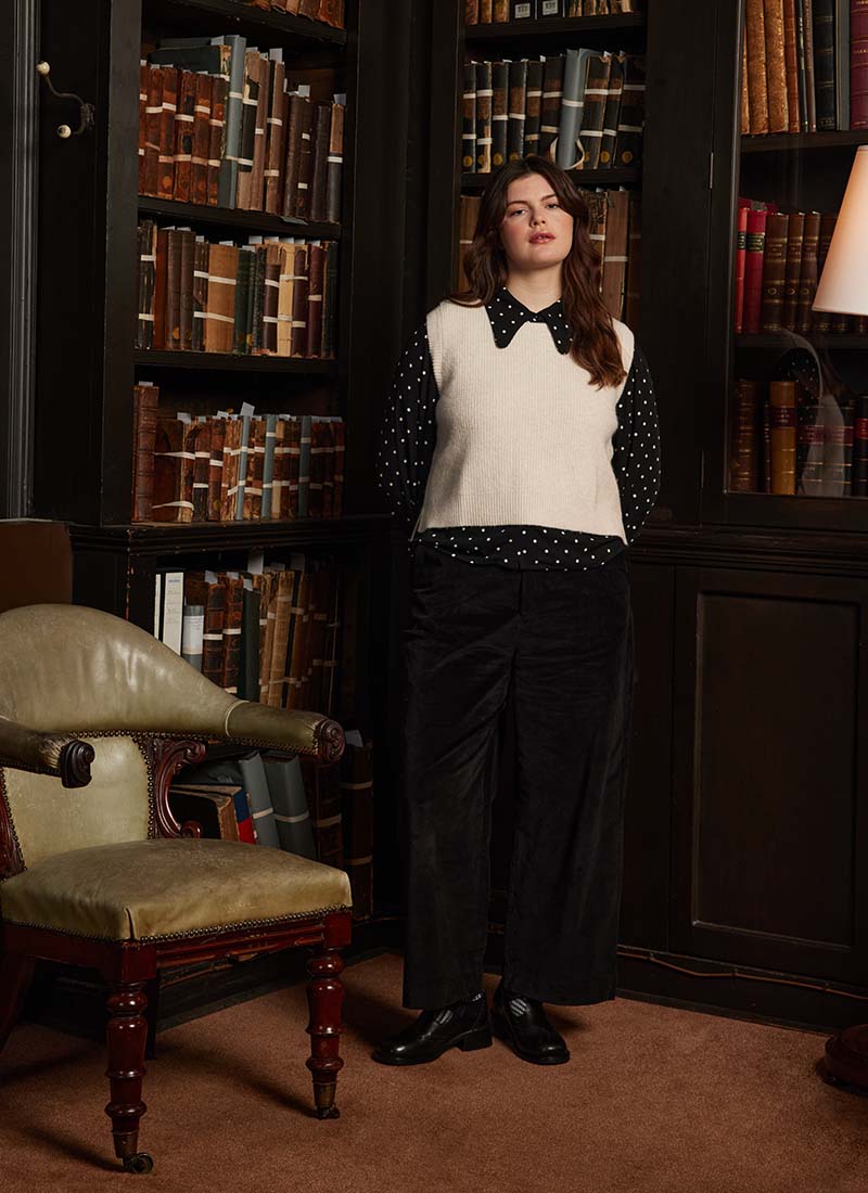 Tanya Round Neck Cardigan Stitch Tank Top - Cream 