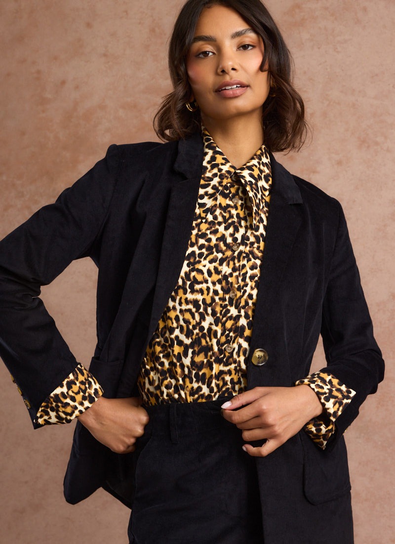 Velma Leopard Print Dagger Collar Blouse