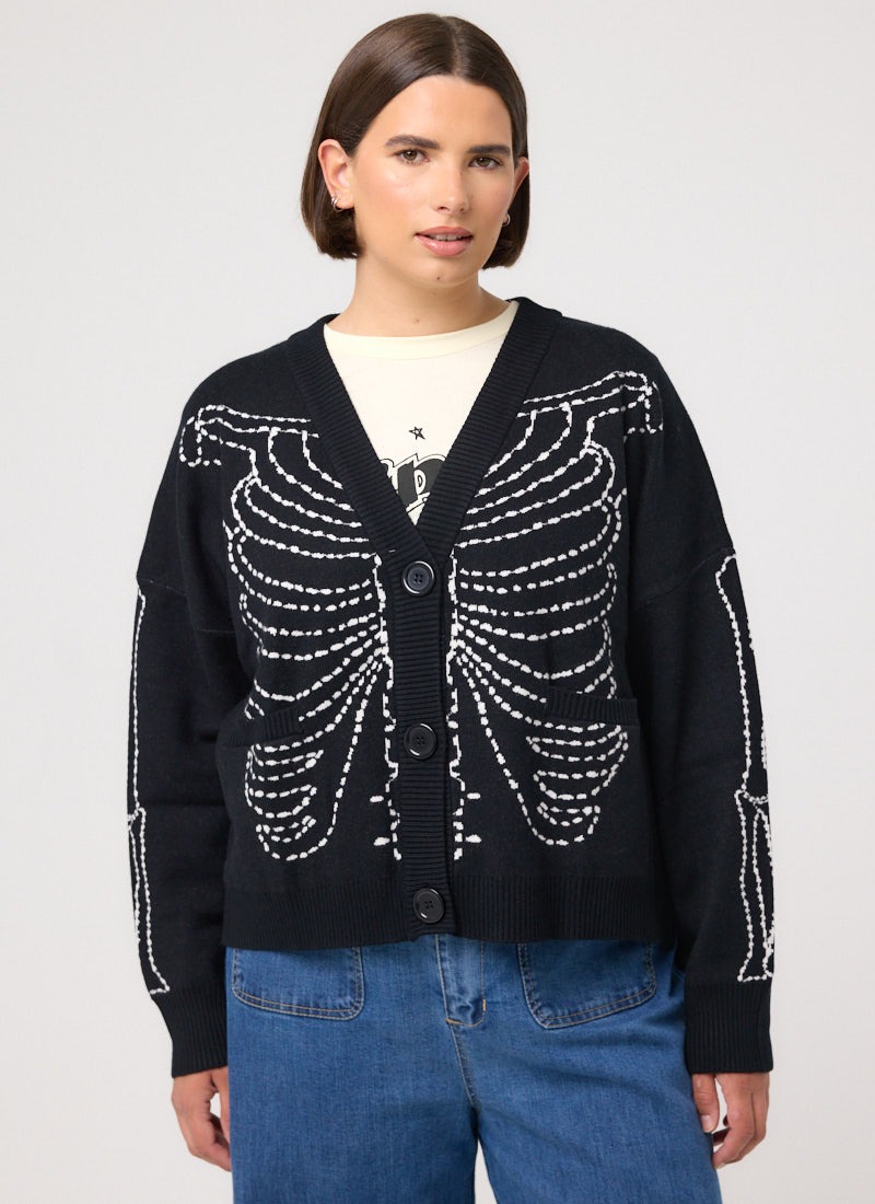 Franklin Skeleton Print Ribcage Cardigan | Vintage-Inspired Bone
