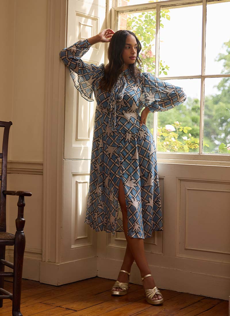 Celia Birtwell X Joanie - Little Rock Cape Sleeve Pussy Bow Button