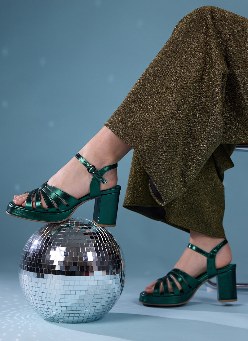 Montpellier Metallic Leather Platform Sandals | Vintage