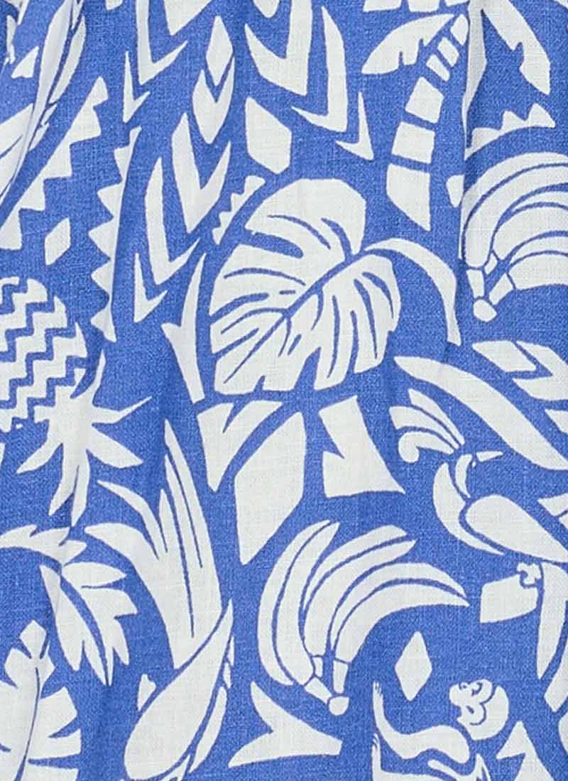 Georgia Tropical Palm Print Square Neck Dress