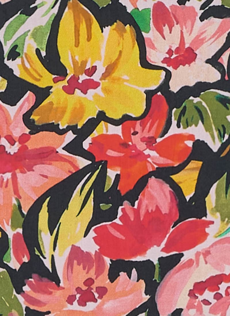Zeena X Joanie - Georgia Painterly Floral Print Square Neck Dress