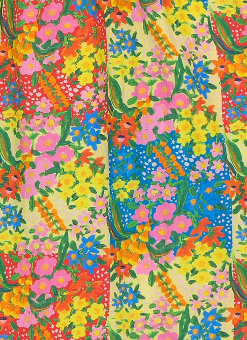 Zeena X Joanie - Georgia Patchwork Floral Print Square Neck Dress