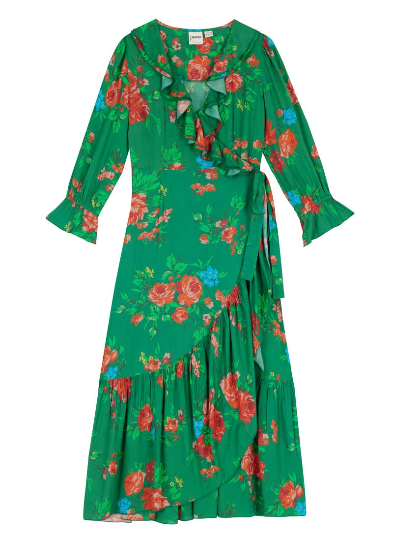 light green mehndi dress Calise Floral Wrap Midi Dress main image 1