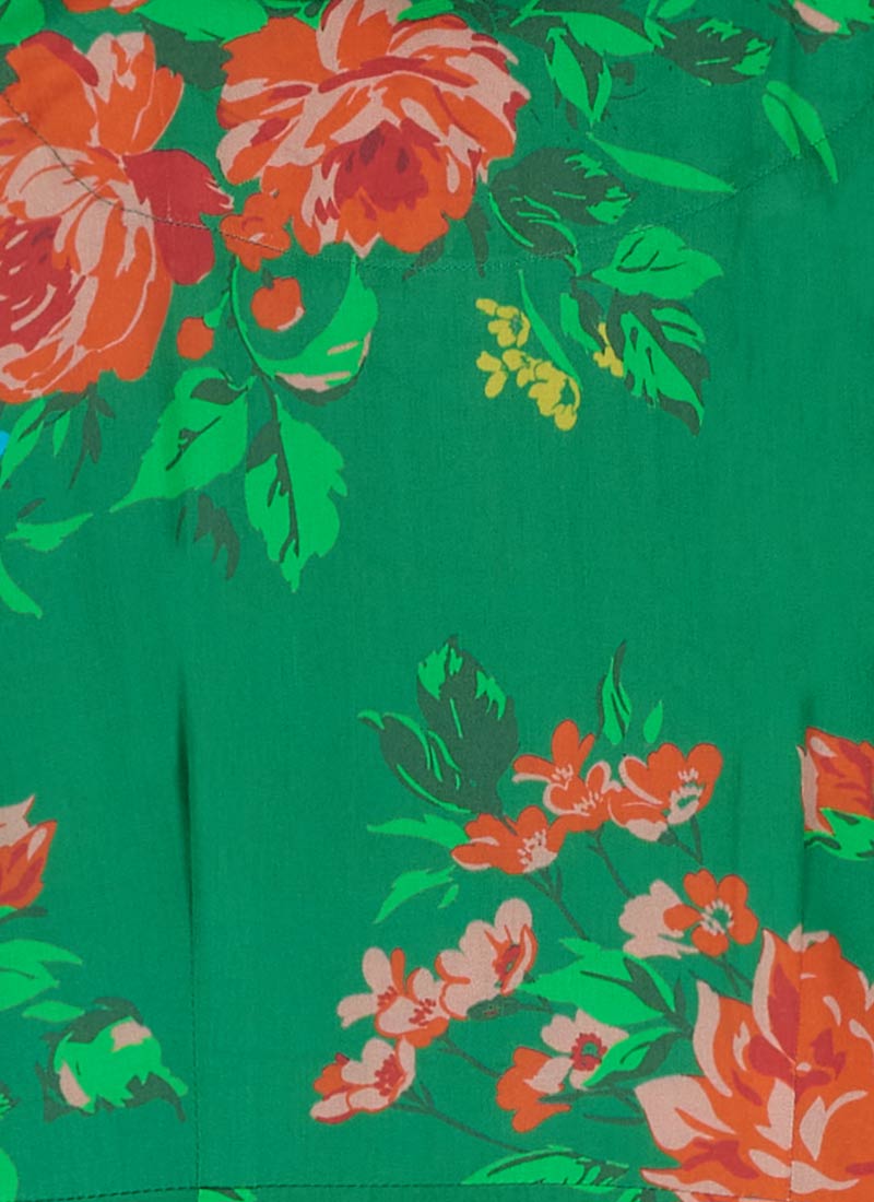 Glorie Green Floral Print Wrap Dress