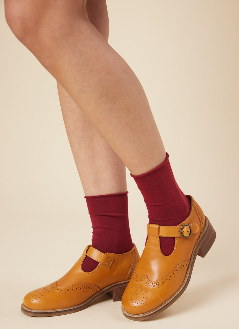 Grenoble Leather T-Bar Brogues - Tan